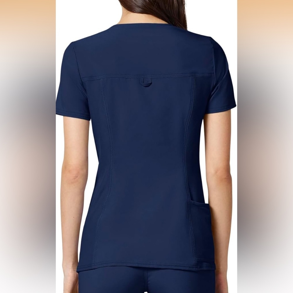 Cherokee Navy V-Neck Short Sleeve Medical Scrub Top fitted - Picture 5 of 5